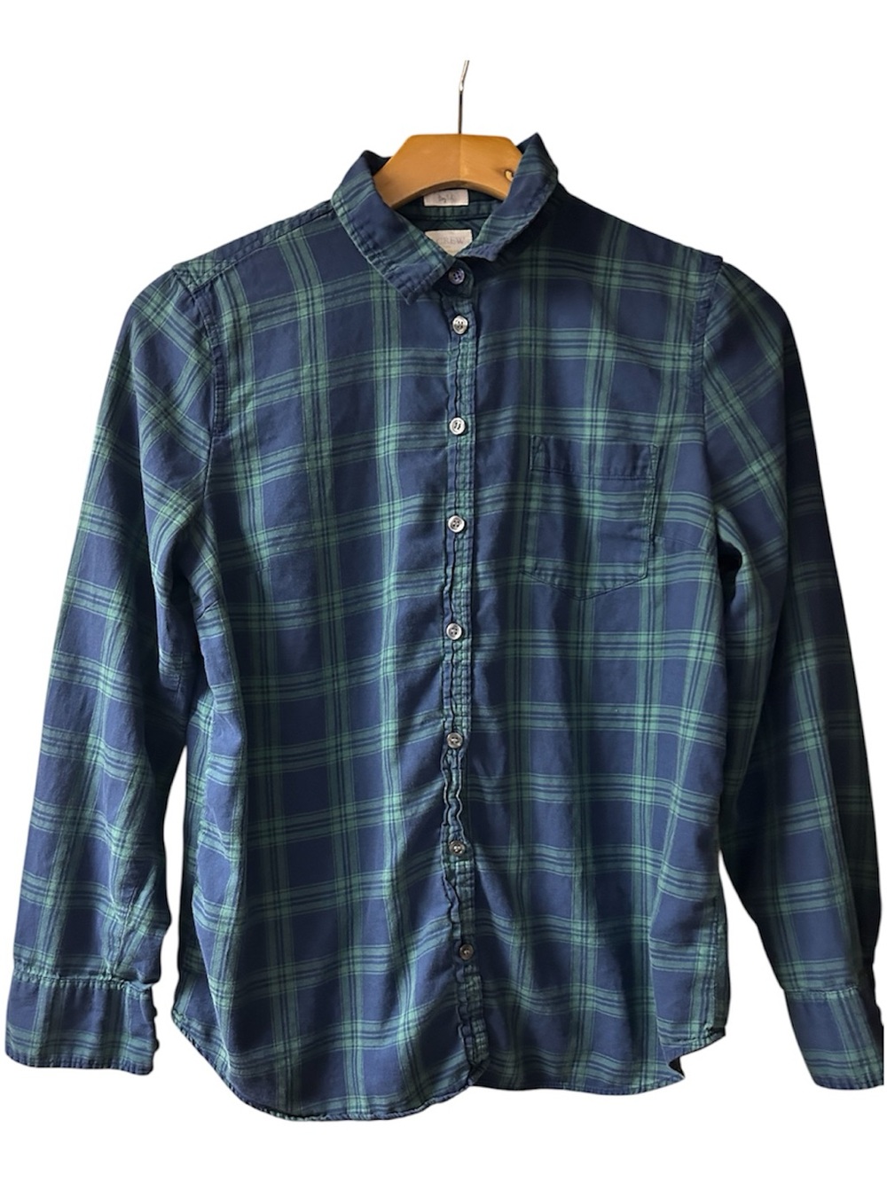 J. Crew Navy and Green Boy Fit Plaid Button-Down Shirt
